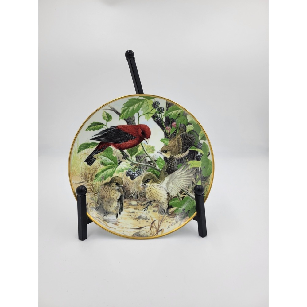 SCARLET TANAGER LEARNING‎ FLY collector plate ANTHONY RUDISILL Birds Countryside